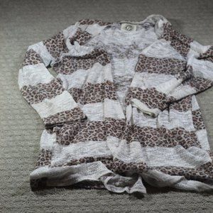 Tees2urdoor Size L/XL Cheetah Print Striped Open Front Cardigan